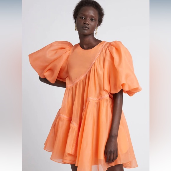 Brand new Riviera Asymmetric Braided Puff Sleeve Smock Dress - Picture 6 of 10